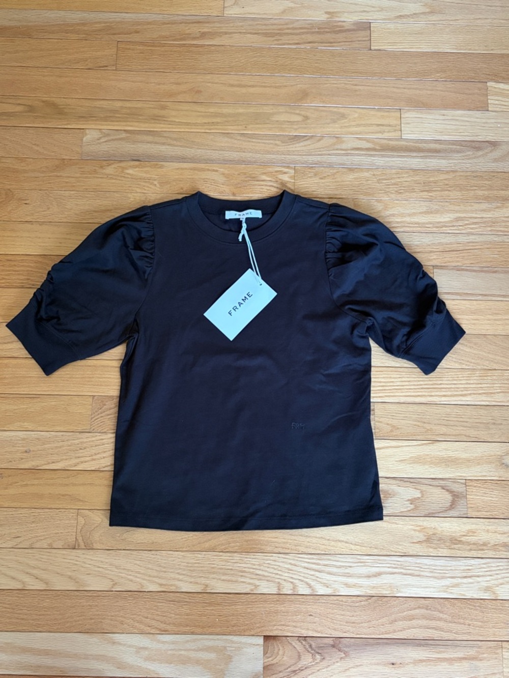 NWT Frame Brown Knit Puff Sleeve Crewneck Shirt